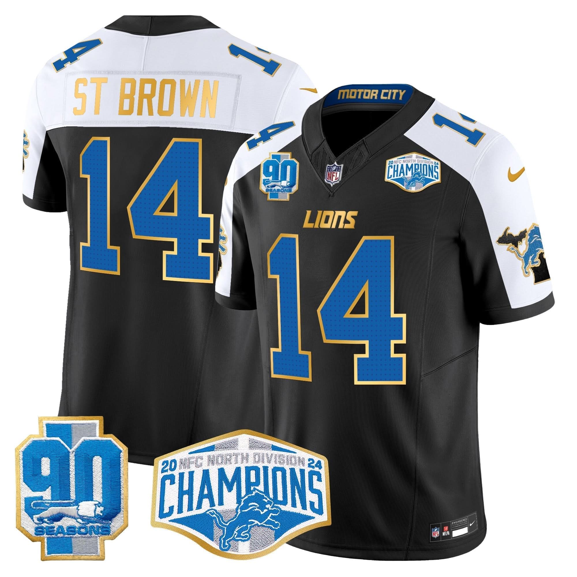 DET 2024 NFC North Division Champions Patch Gold Trim Vapor Limited Jersey
