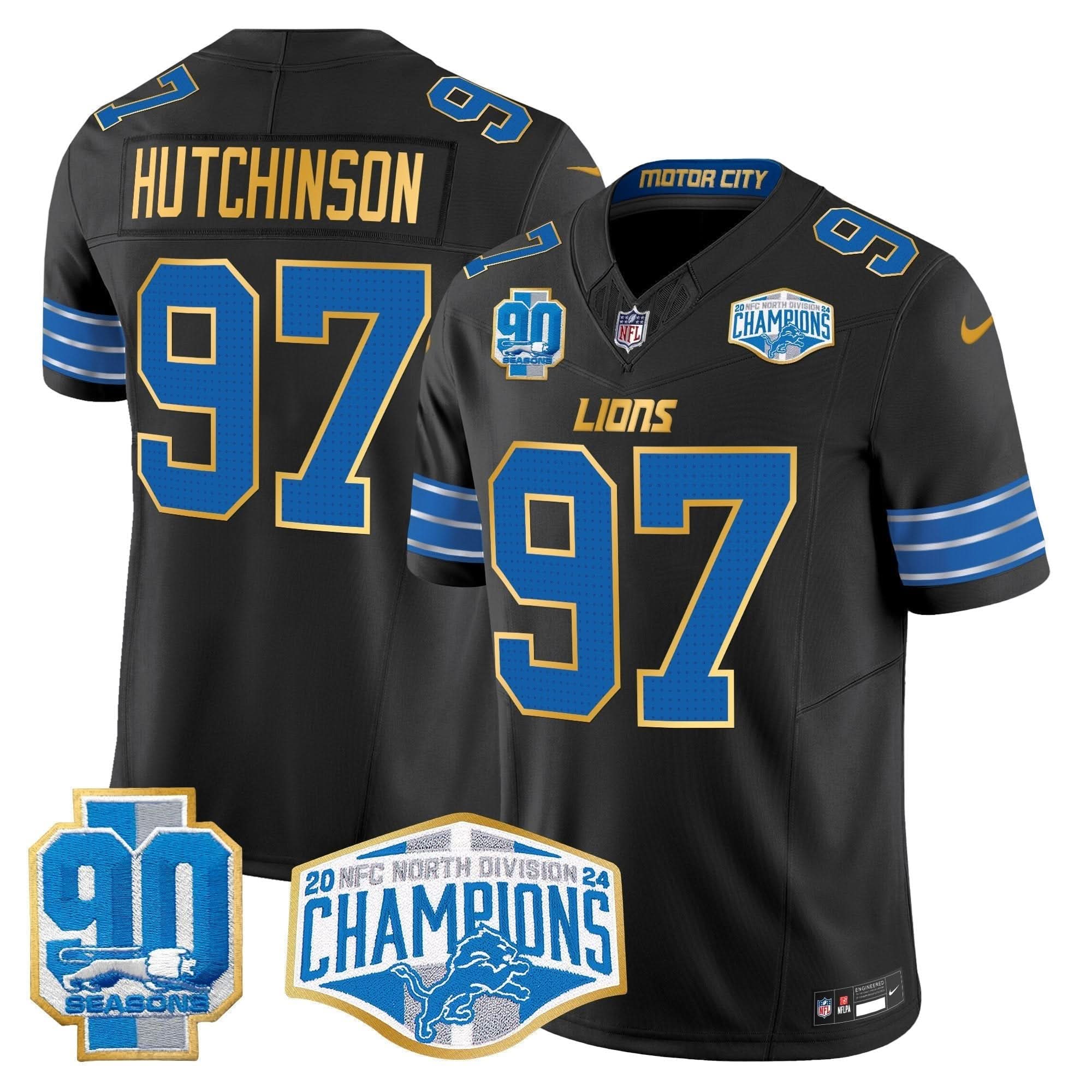 DET 2024 NFC North Division Champions Patch Gold Trim Vapor Limited Jersey
