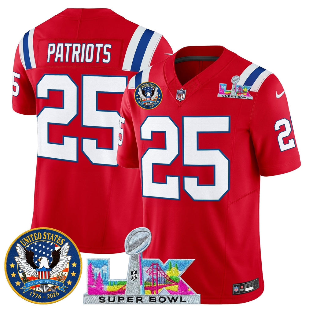 NE "Super Bowl LX & United States 250th Patch" Vapor Limited Jersey