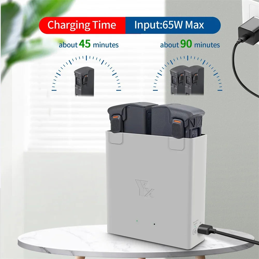For DJI AVATA 2 Drone Battery Charger Dual Charging Hub with Cable Input 65W Charger DJI AVATA 2 Drone Accessories
