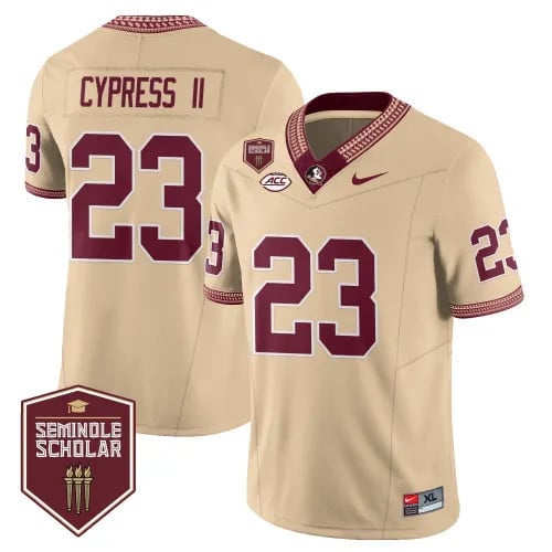 Menâ€™s Florida State Seminoles Football Vapor Gold Jersey â€“ Seminole Scholar â€“ All Stitched