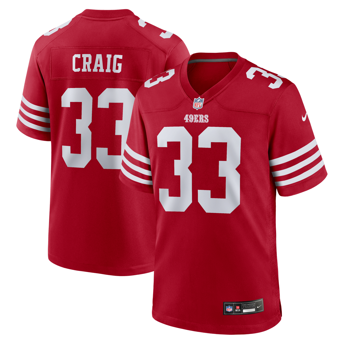 Men's San Francisco 49Ers Roger Craig Nike Scarlet Team Retired Game Jersey