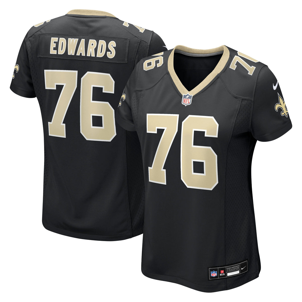 Women's New Orleans Saints David Edwards Nike Black Team Game Jersey