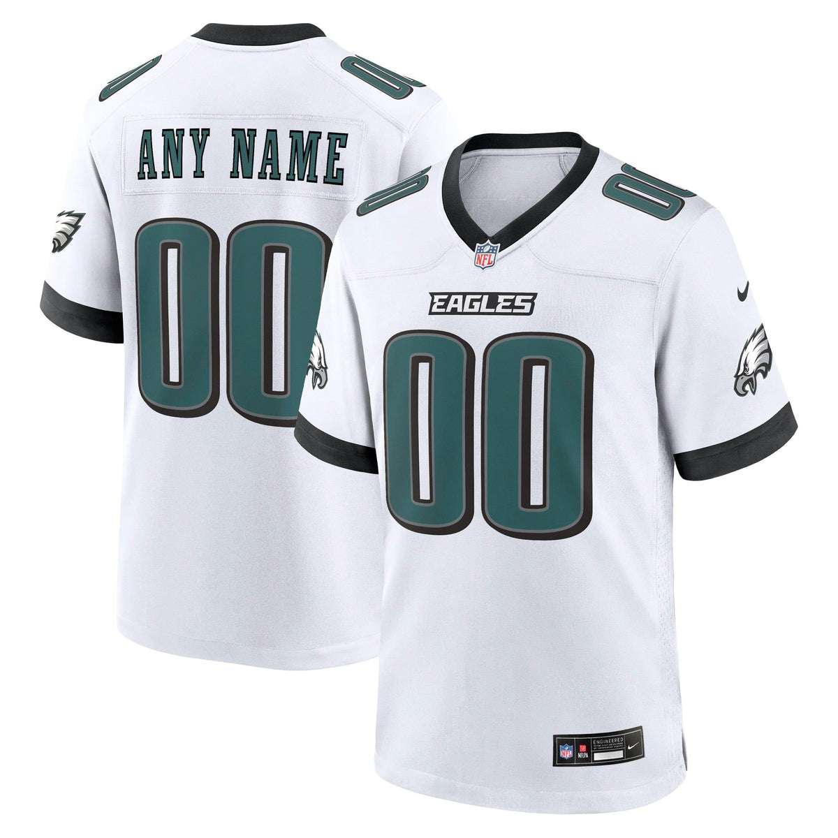 Men's Philadelphia Eagles Nike White White Custom Game Jersey