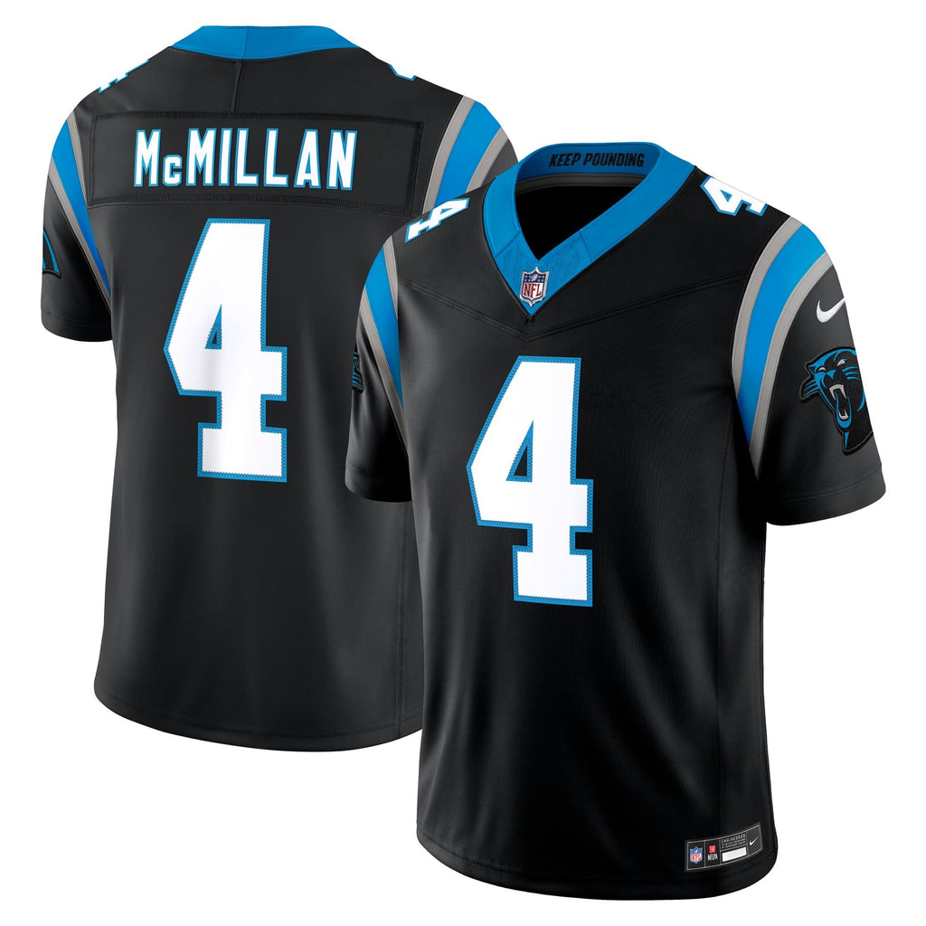 Men's Carolina Panthers Tetairoa Mcmillan Nike Black Team Vapor Fuse Stitched Limited Jersey
