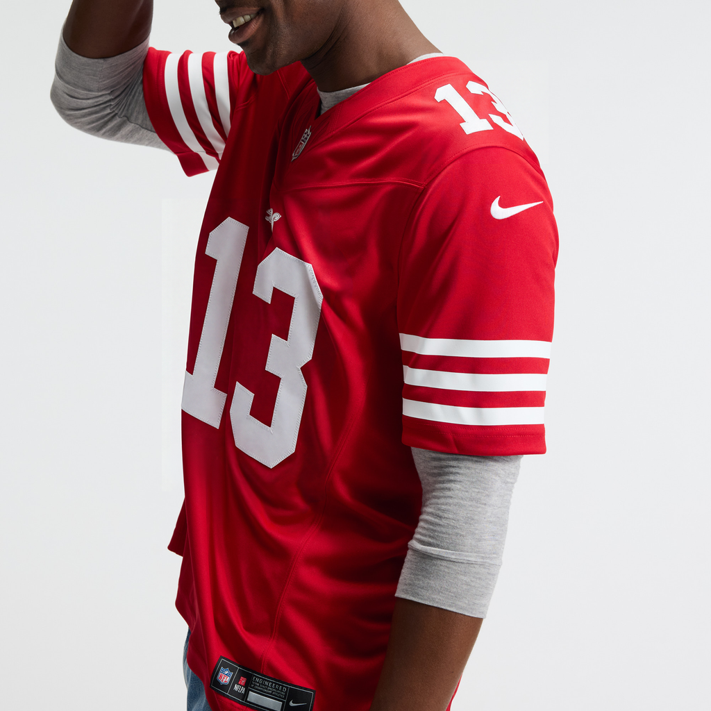 Men's San Francisco 49Ers Brock Purdy Nike Scarlet Team Vapor Fuse Stitched Limited Jersey
