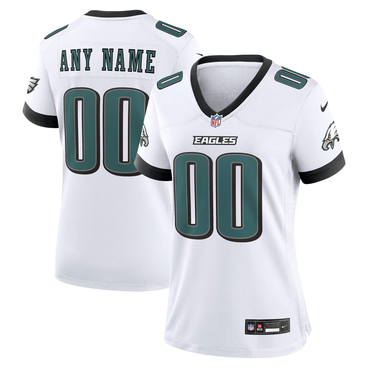 Women's Philadelphia Eagles Nike White Team Custom Game Jersey