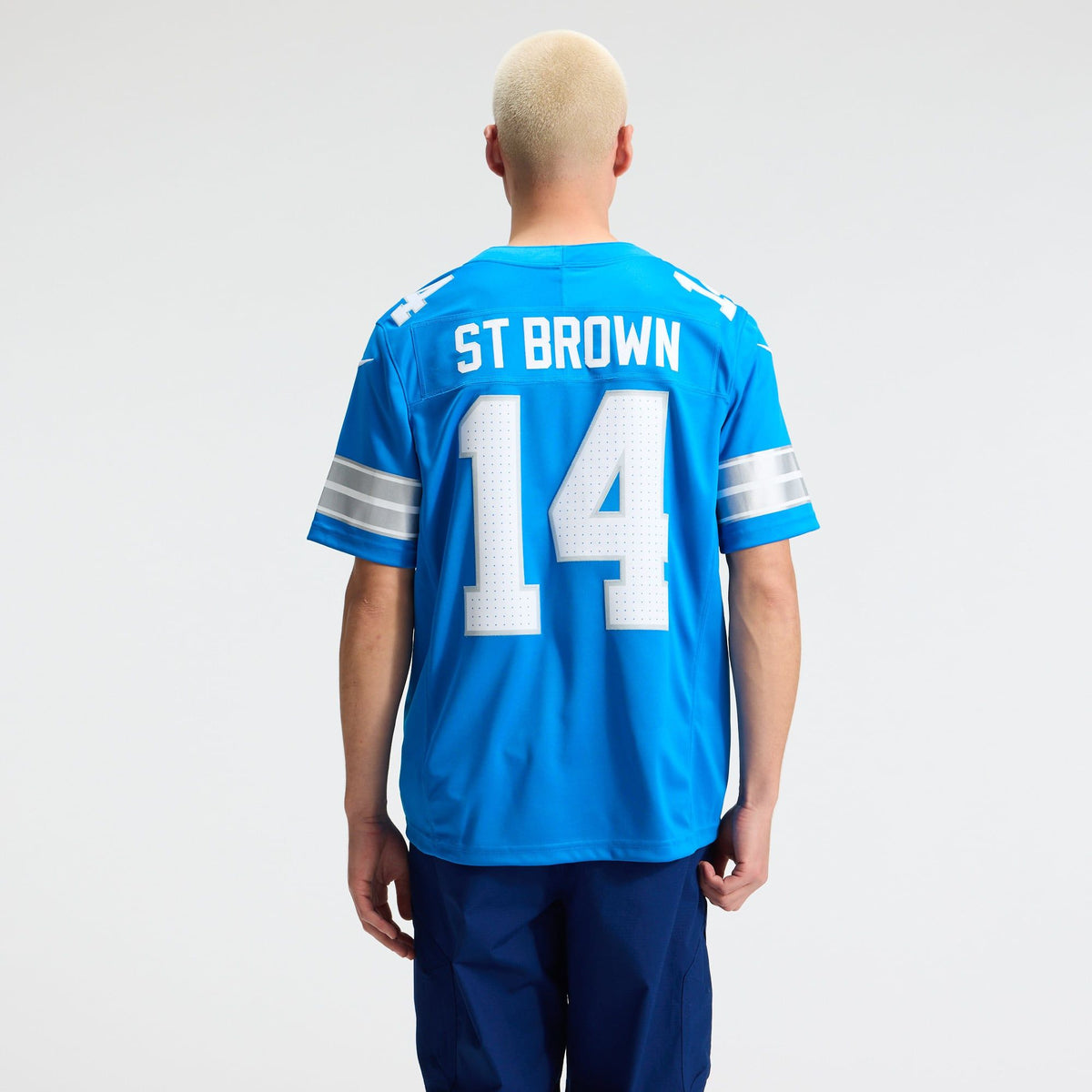 Men's Detroit Lions Amon Ra St Brown Nike Blue Team Vapor Fuse Stitched Limited Jersey