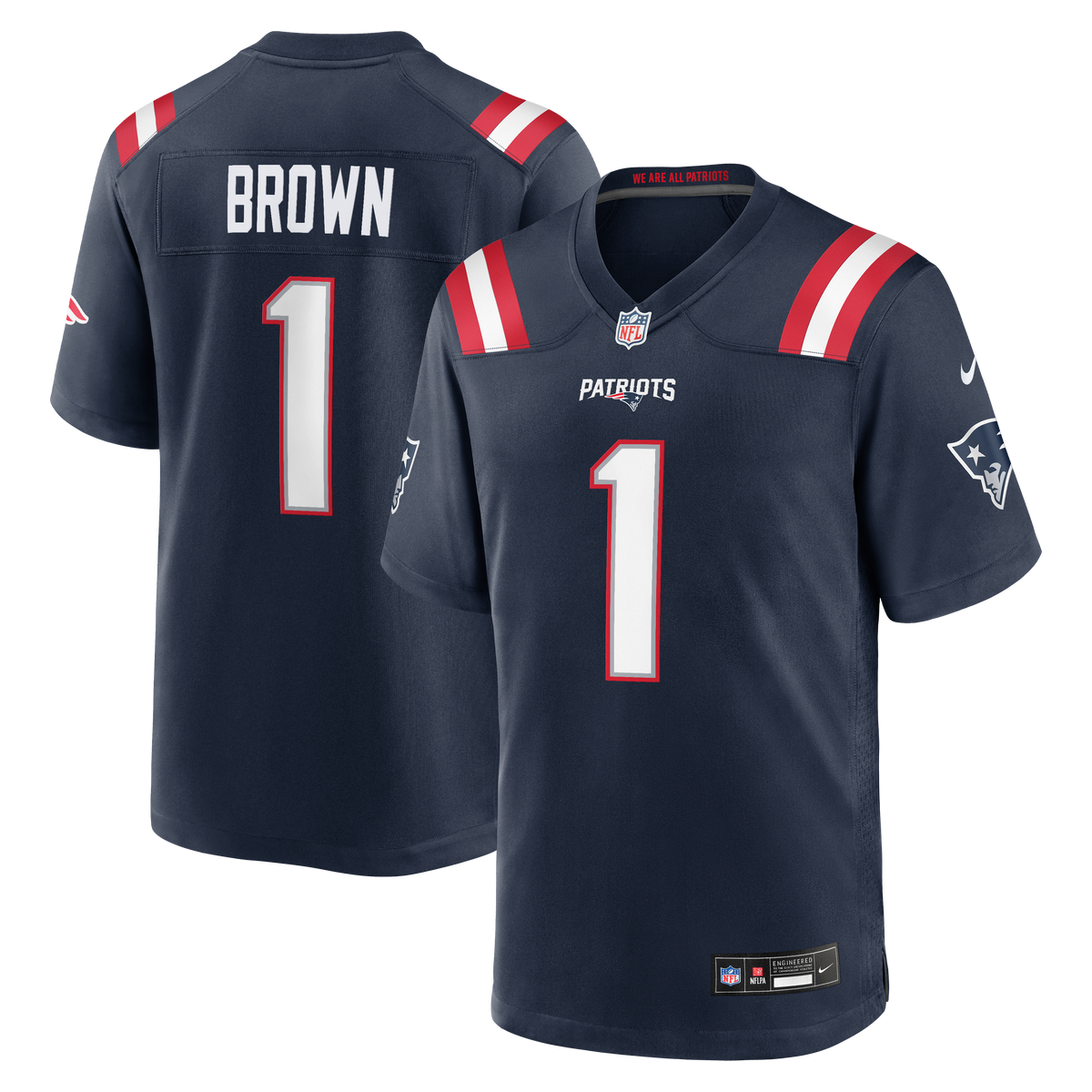 Men's New England Patriots Aj Brown Nike Navy Team Game Jersey