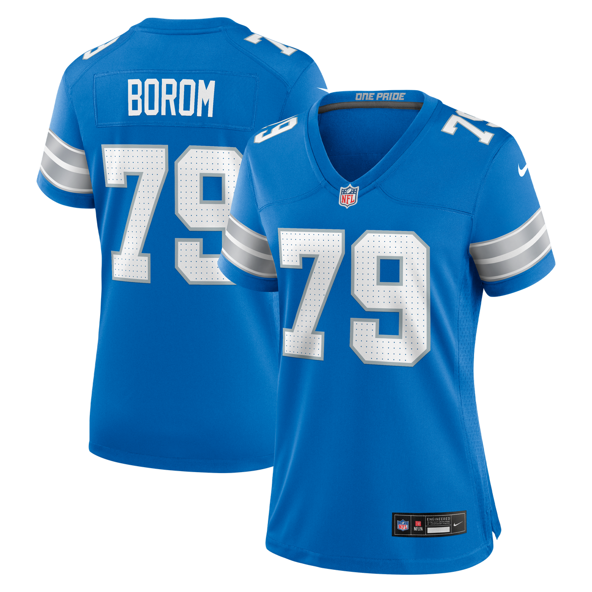 Women's Detroit Lions Larry Borom Nike Blue Team Game Jersey