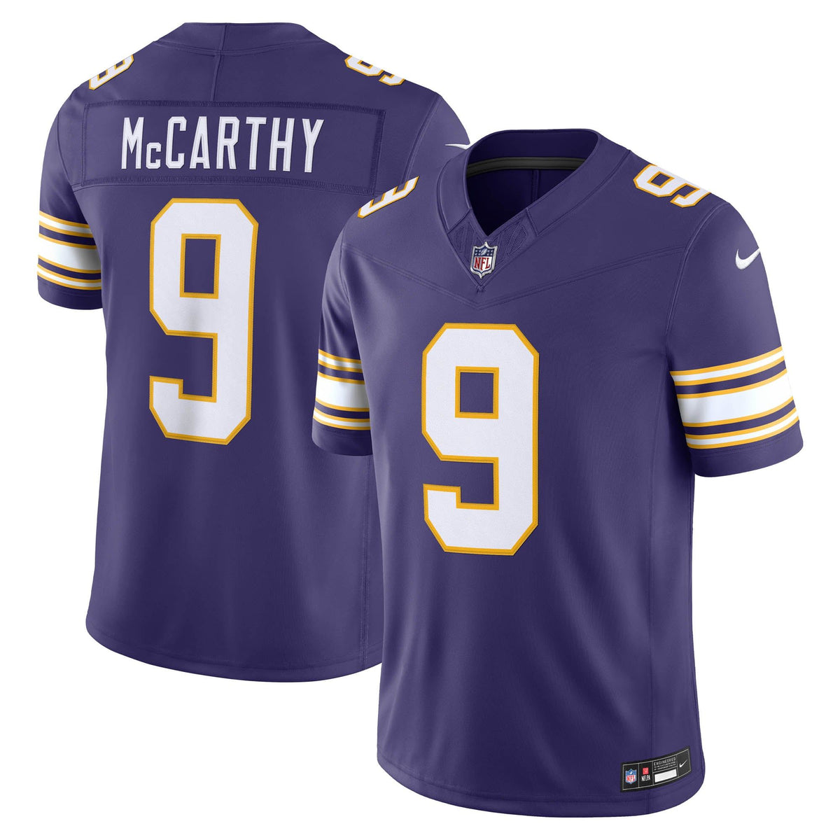 Men's Minnesota Vikings Jj Mccarthy Nike Purple Alternate Classic Vapor Fuse Stitched Limited Jersey