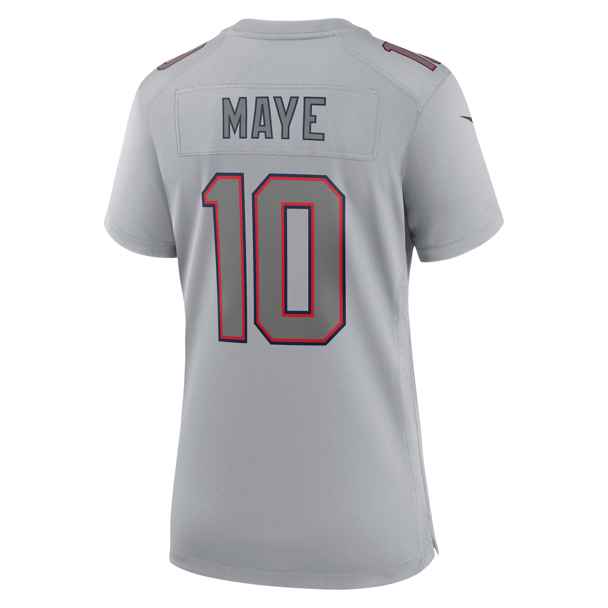 Women's New England Patriots Drake Maye Nike Silver Super Bowl Lx Patch Atmosphere Fashion Game Jersey